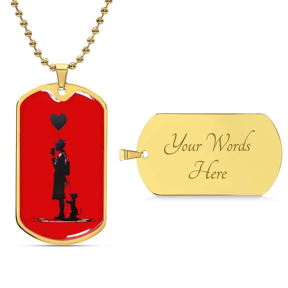 "Coffee, Heart, and Intrigue: Banksy-Inspired Pendant Necklace" RED