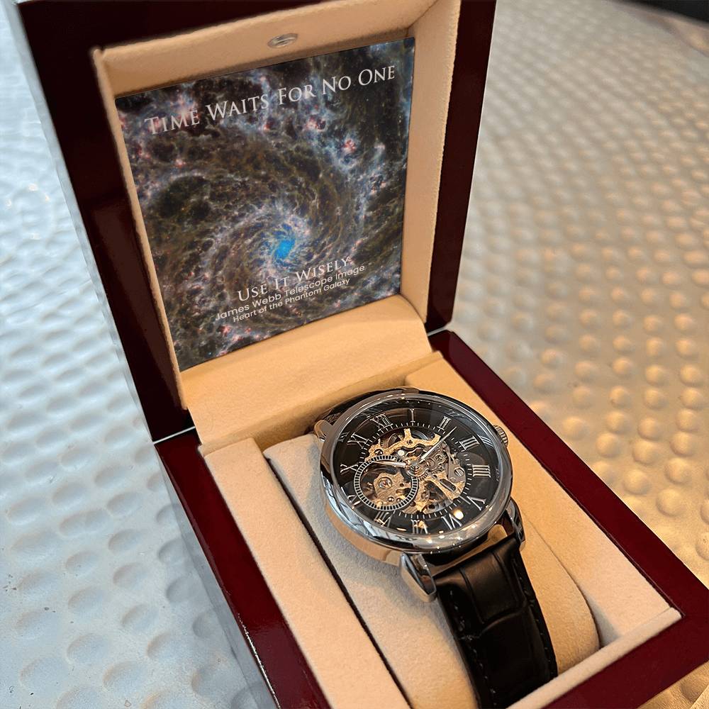 James Webb Space Collection - Skeleton Watch - Heart of the Phantom Galaxy  "Time Waits For No One. Use It Wisely"
