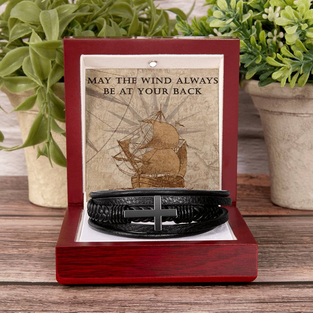 Mens Blessing Bracelet - May The Wind Always Be At Your Back - Faith Good Luck - The Perfect Keepsake