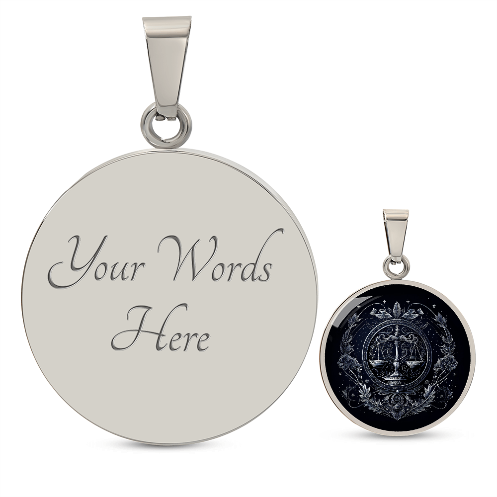 Libra Zodiac Jewelry Pendant Necklace in Liquid Glass - Can be Personalized with Engraving - Horoscope BirthdatesSeptember 22 and October 23