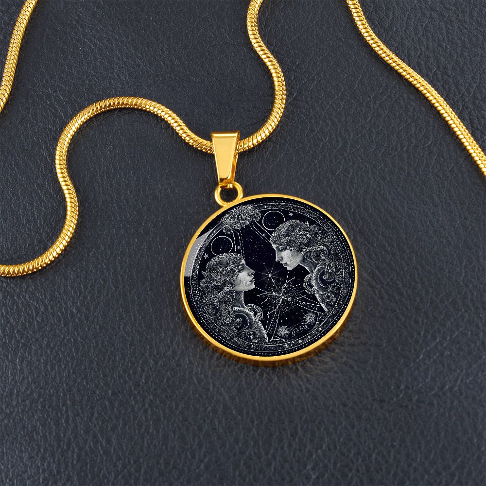 Gemini Zodiac Jewelry Pendant Necklace in Liquid Glass - Can be Personalized with Engraving - Horoscope Birthdates May 21 – June 21