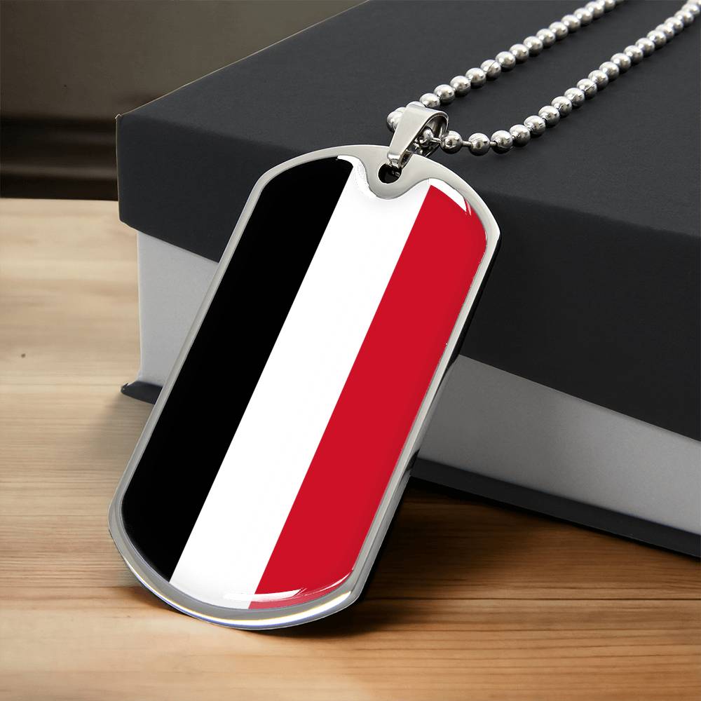 Personalized Yemen Flag Pendant Necklace Stainless Steel or 18k Gold with Optional Engraving