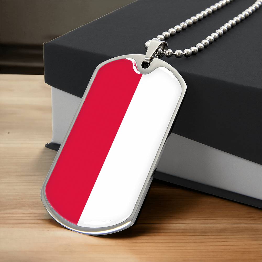 Poland Flag Necklace Stainless Steel or 18k Gold Dog Tag