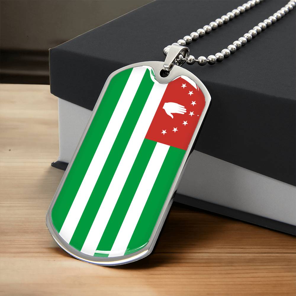 Republic of Abkhazia Flag Necklace Stainless Steel or 18k Gold Dog Tag