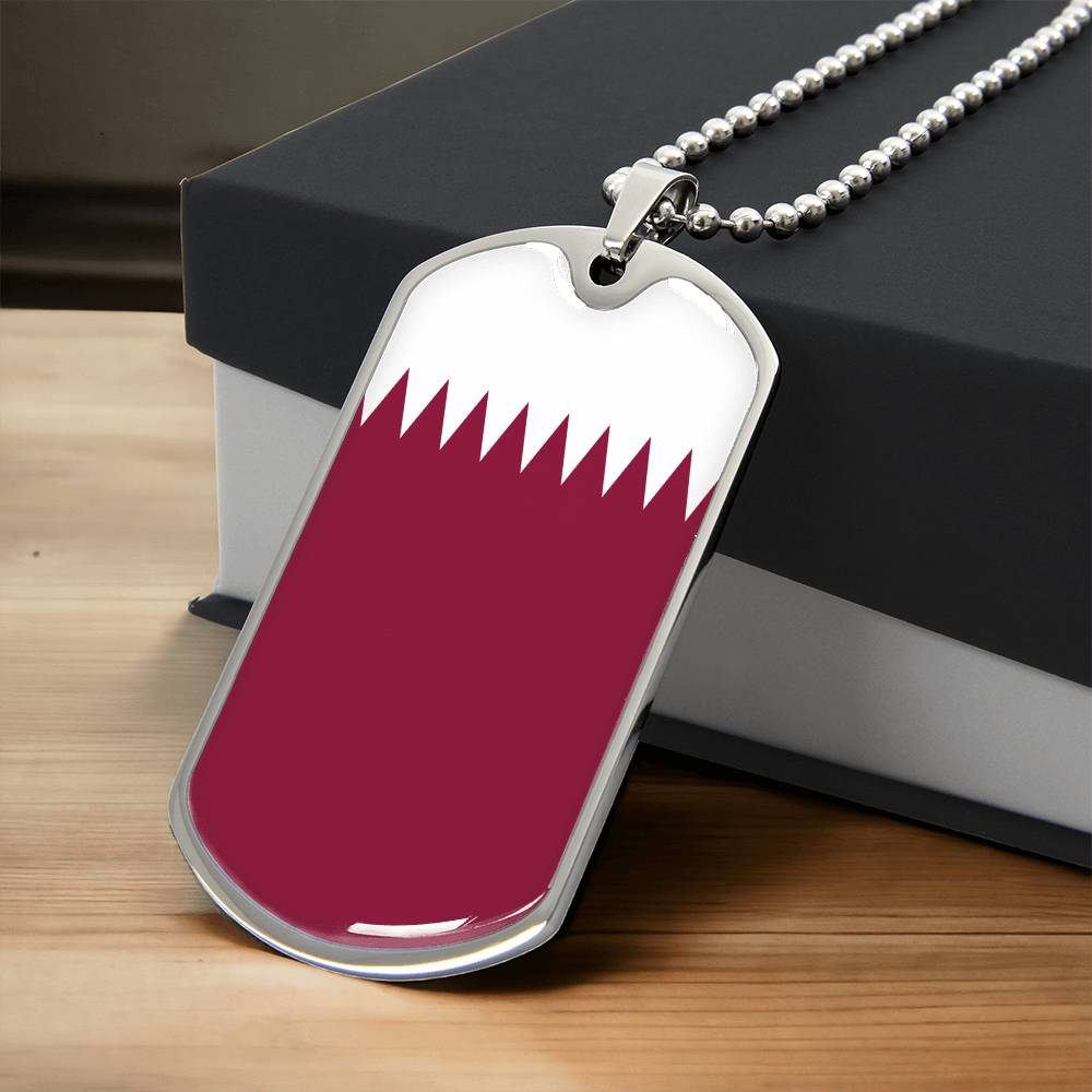 Qatar Flag Necklace Stainless Steel or 18k Gold Dog Tag
