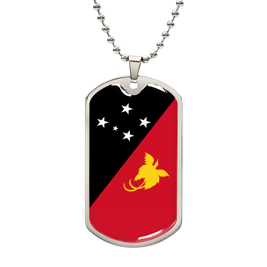 Papua New Guinea Flag Necklace Stainless Steel or 18k Gold Dog Tag