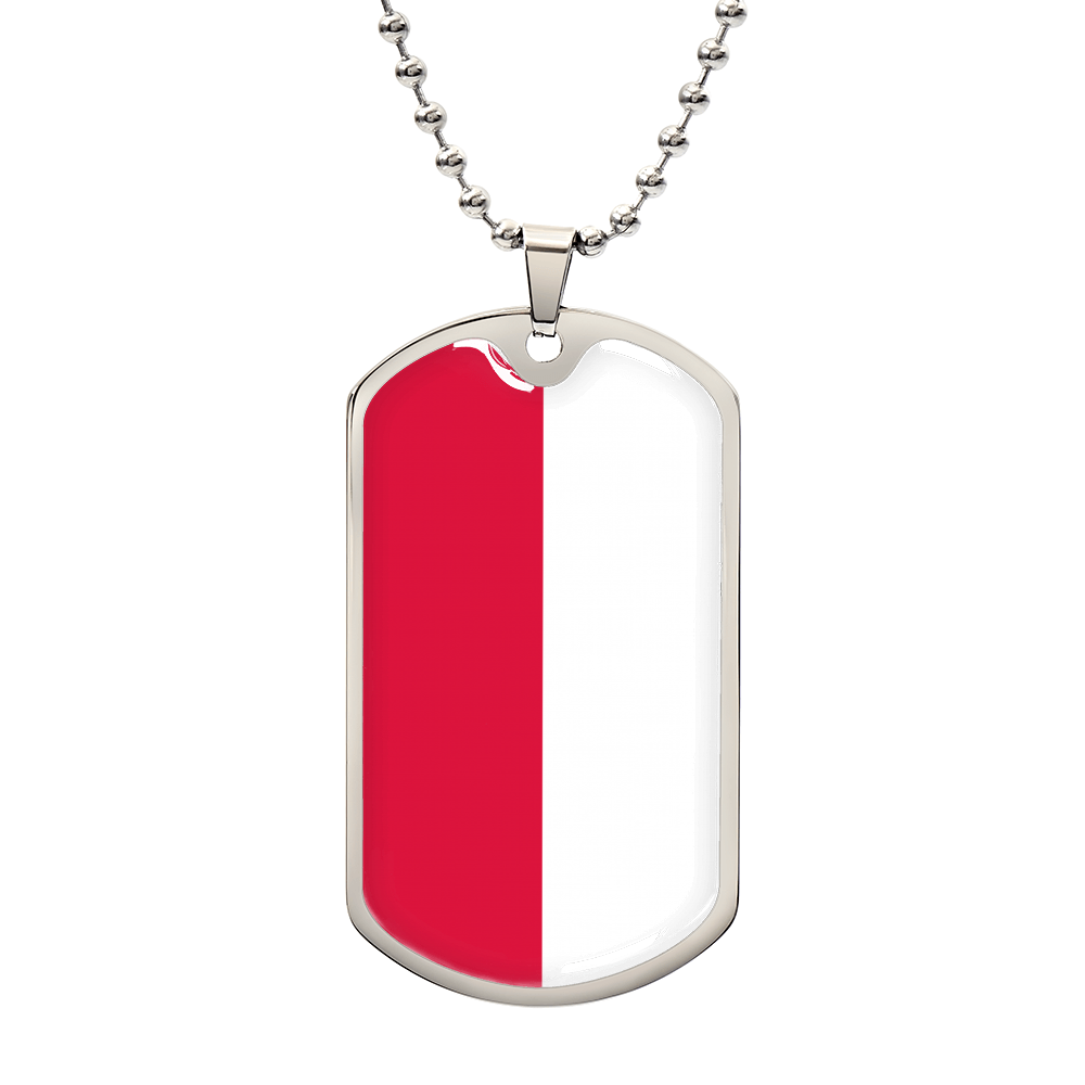 Poland Flag Necklace Stainless Steel or 18k Gold Dog Tag