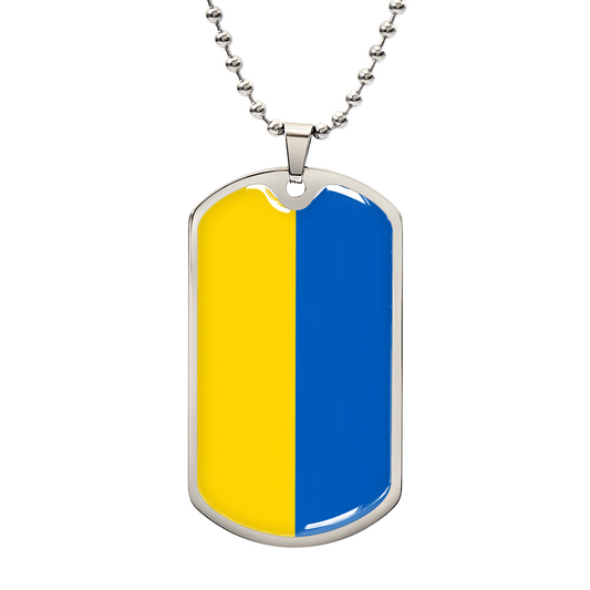 Personalized Ukraine Flag Pendant Necklace Stainless Steel or 18k Gold with Optional Engraving