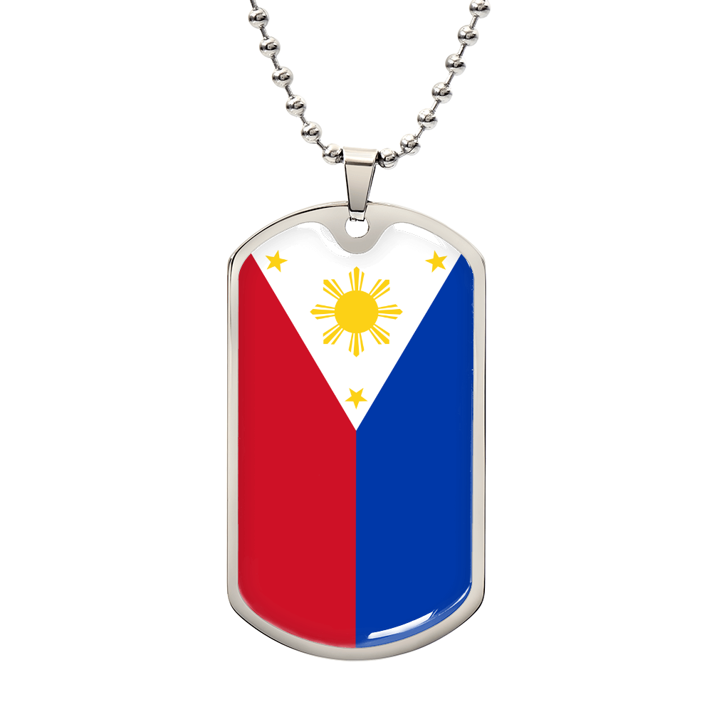 Philippines Flag Necklace Stainless Steel or 18k Gold Dog Tag