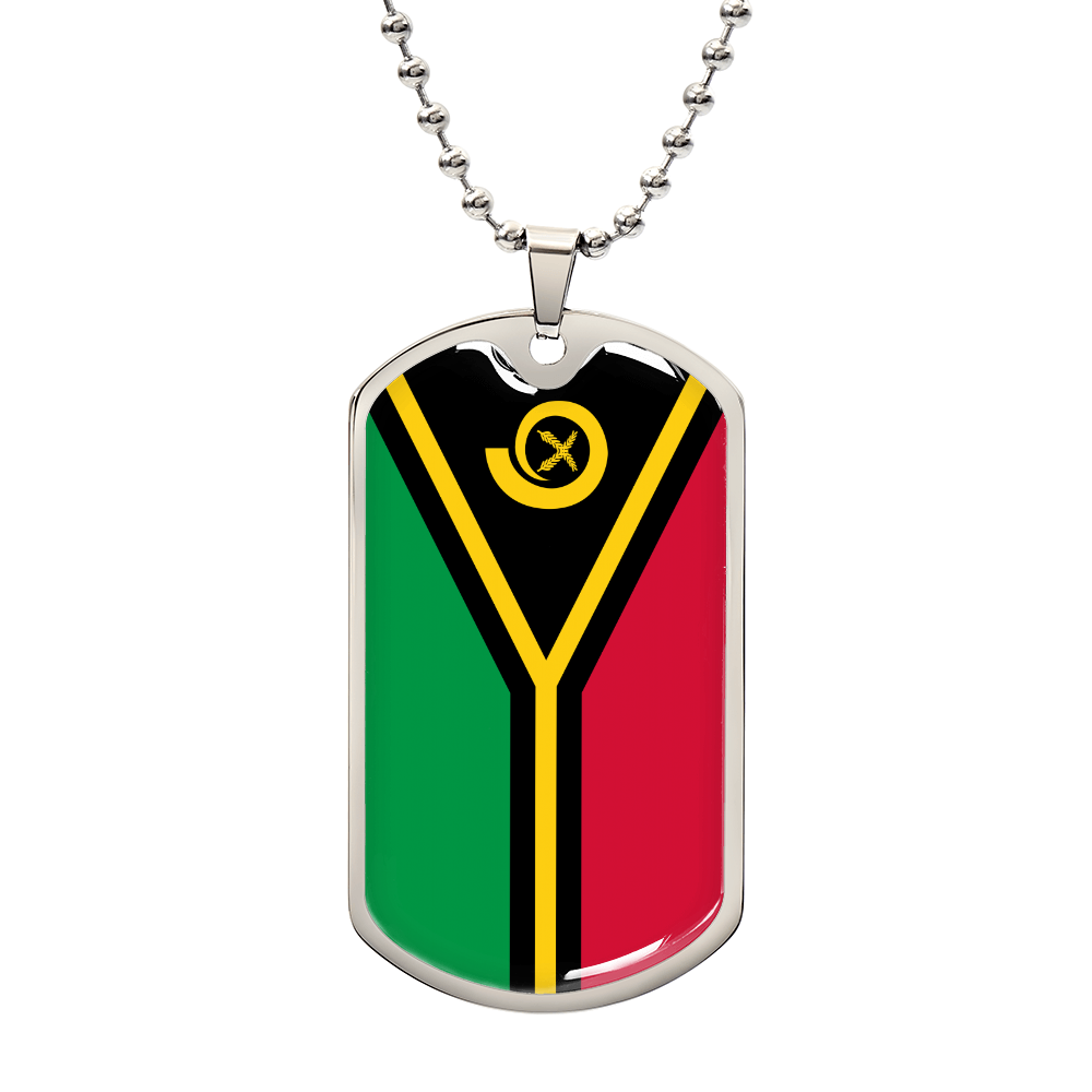 Personalized Vanuatu Flag Pendant Necklace Stainless Steel or 18k Gold with Optional Engraving