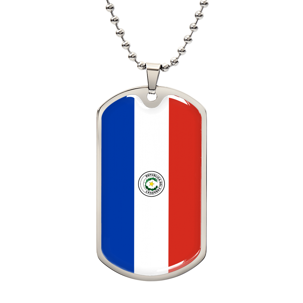Paraguay Flag Necklace Stainless Steel or 18k Gold Dog Tag