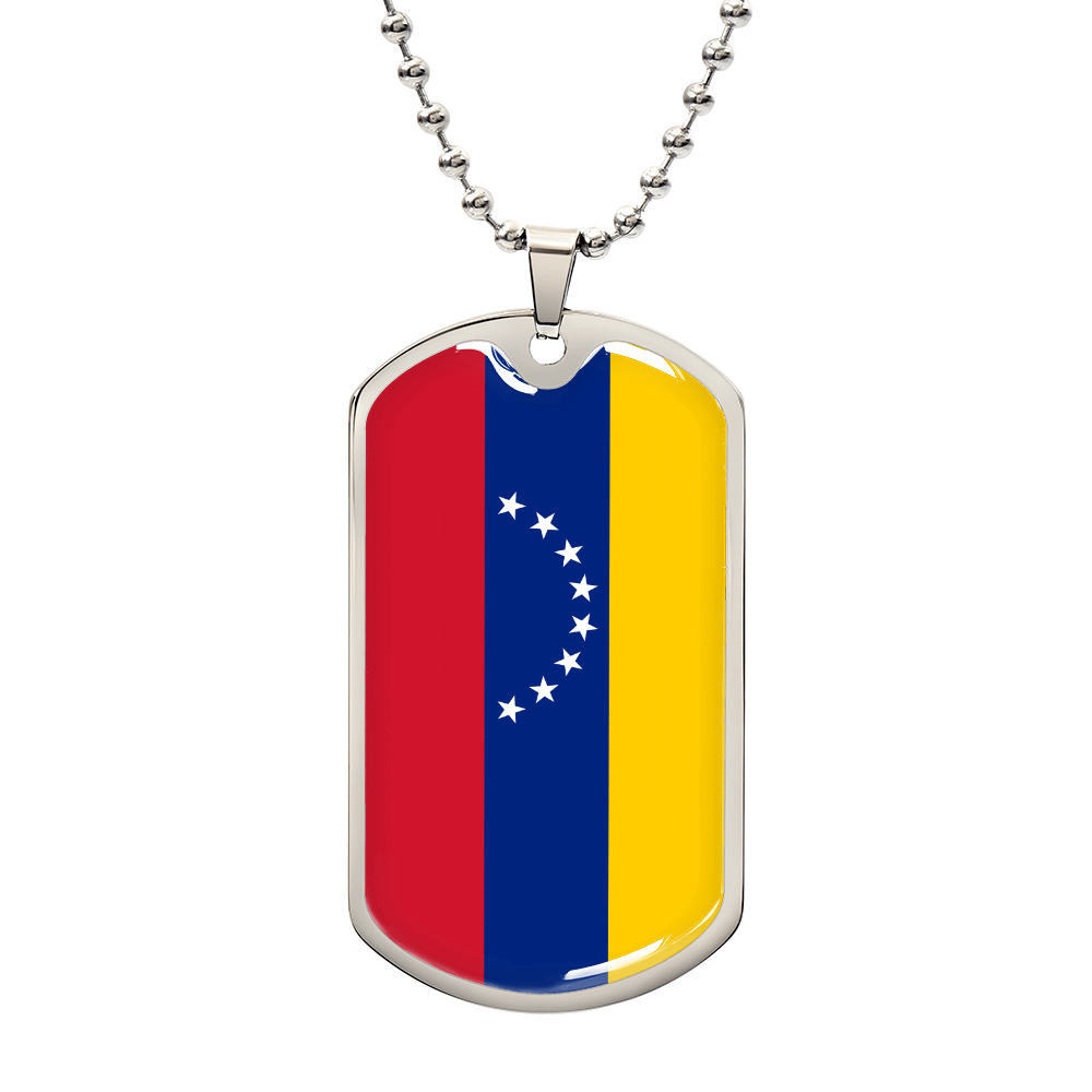 Personalized Venezuela Flag Pendant Necklace Stainless Steel or 18k Gold with Optional Engraving