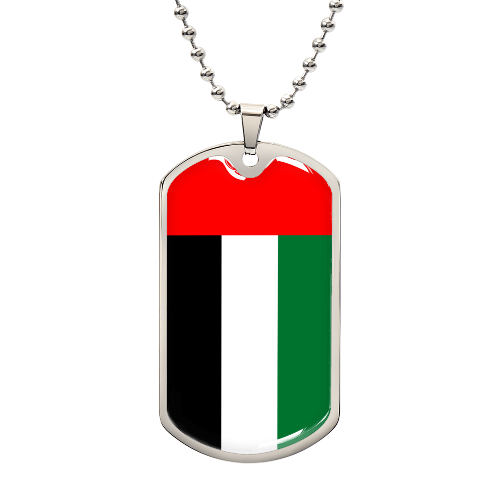Personalized United Arab Emirates Flag Pendant Necklace Stainless Steel or 18k Gold with Optional Engraving