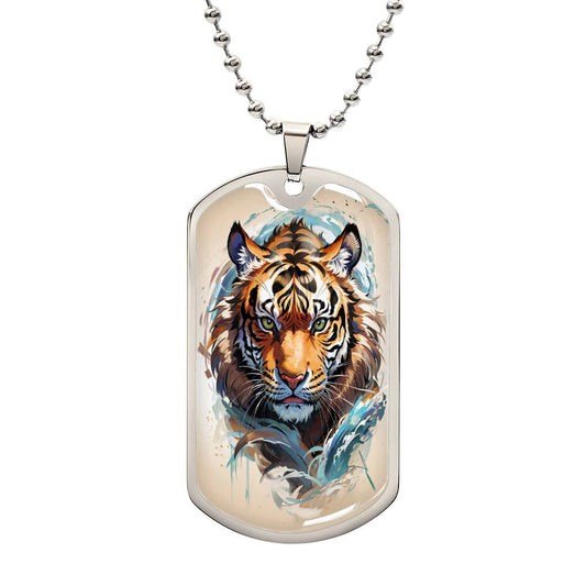 Majestic Tiger Tag Pendant Necklace