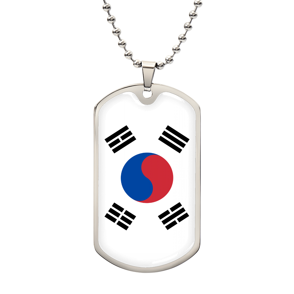 South Korea Dog Tag Flag Necklace Stainless Steel or 18k Gold