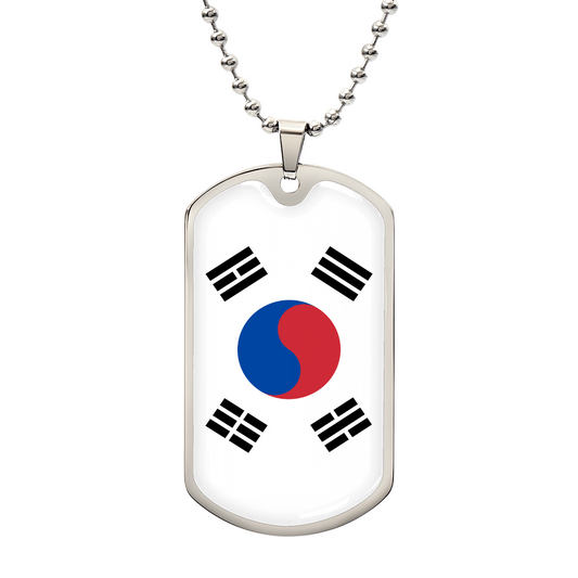 South Korea Dog Tag Flag Necklace Stainless Steel or 18k Gold