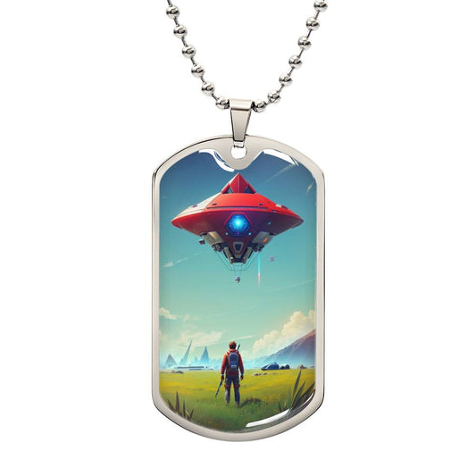 Vast Dreams: Man in a Grass Field Pendant Necklace