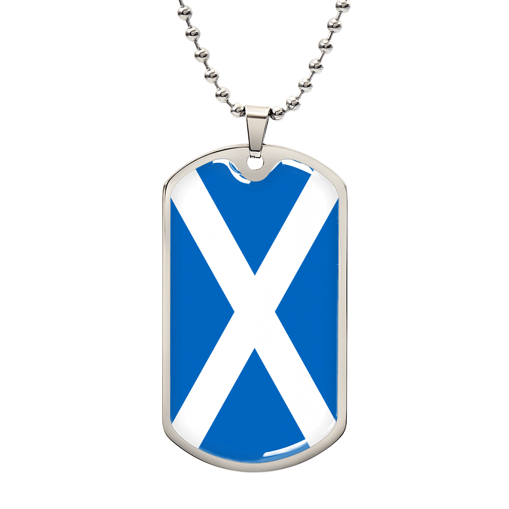 Personalized Scotland Flag Pendant Necklace Stainless Steel or 18k Gold with Optional Engraving