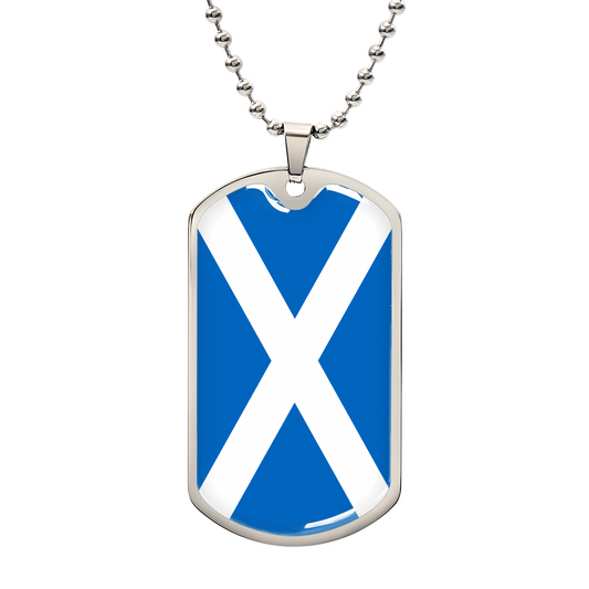 Personalized Scotland Flag Pendant Necklace Stainless Steel or 18k Gold with Optional Engraving