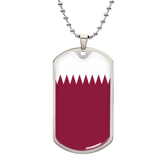 Qatar Flag Necklace Stainless Steel or 18k Gold Dog Tag