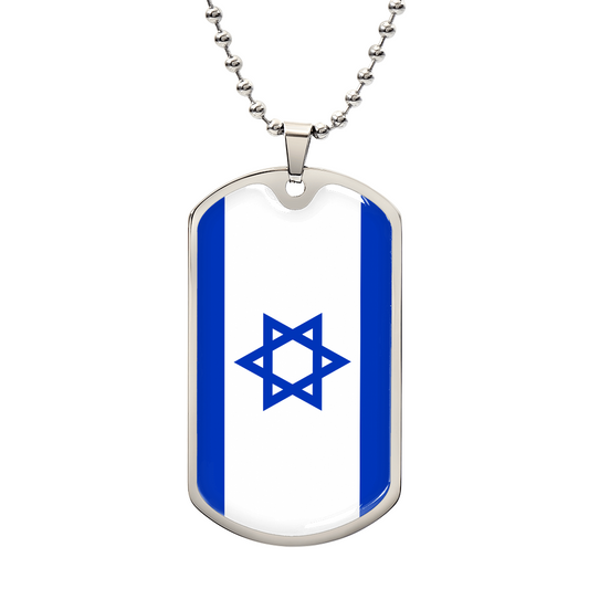 Israel Flag Necklace Stainless Steel or 18k Gold Dog Tag