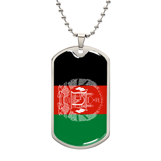 Afganhistan Flag Necklace Stainless Steel or 18k Gold Dog Tag