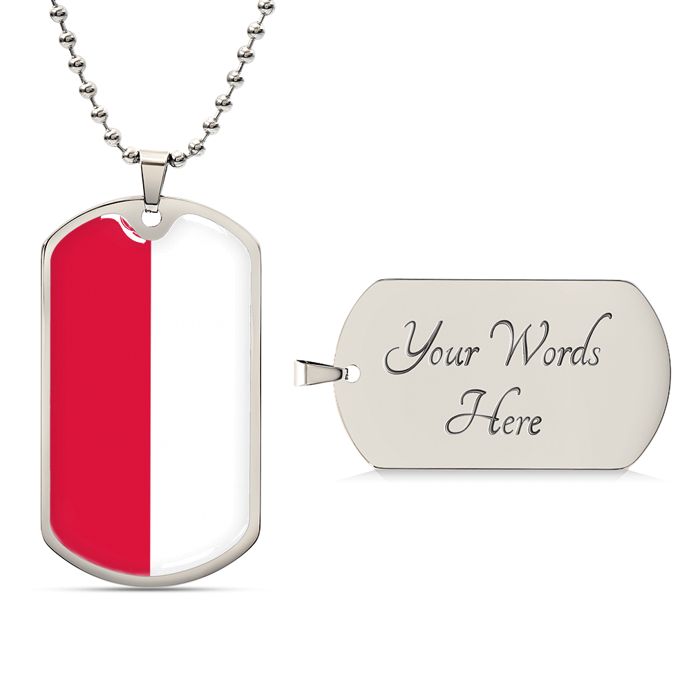 Poland Flag Necklace Stainless Steel or 18k Gold Dog Tag