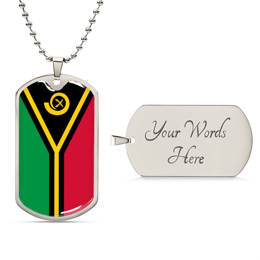 Personalized Vanuatu Flag Pendant Necklace Stainless Steel or 18k Gold with Optional Engraving