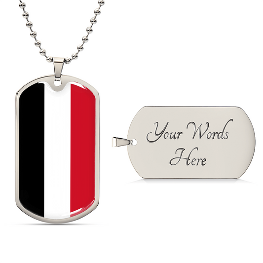 Personalized Yemen Flag Pendant Necklace Stainless Steel or 18k Gold with Optional Engraving