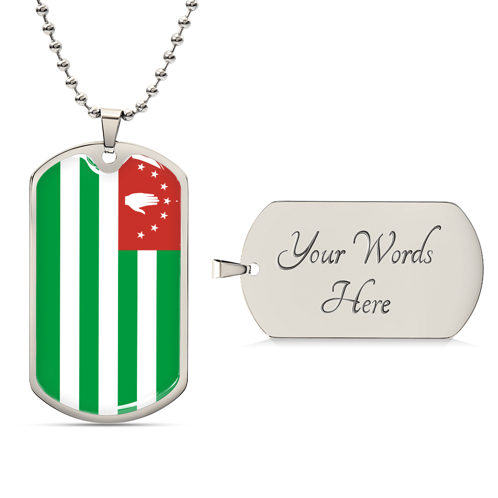 Republic of Abkhazia Flag Necklace Stainless Steel or 18k Gold Dog Tag