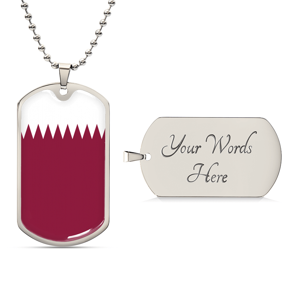Qatar Flag Necklace Stainless Steel or 18k Gold Dog Tag