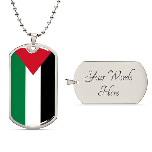 Personalized Palestine Flag Pendant Necklace Stainless Steel or 18k Gold with Optional Engraving