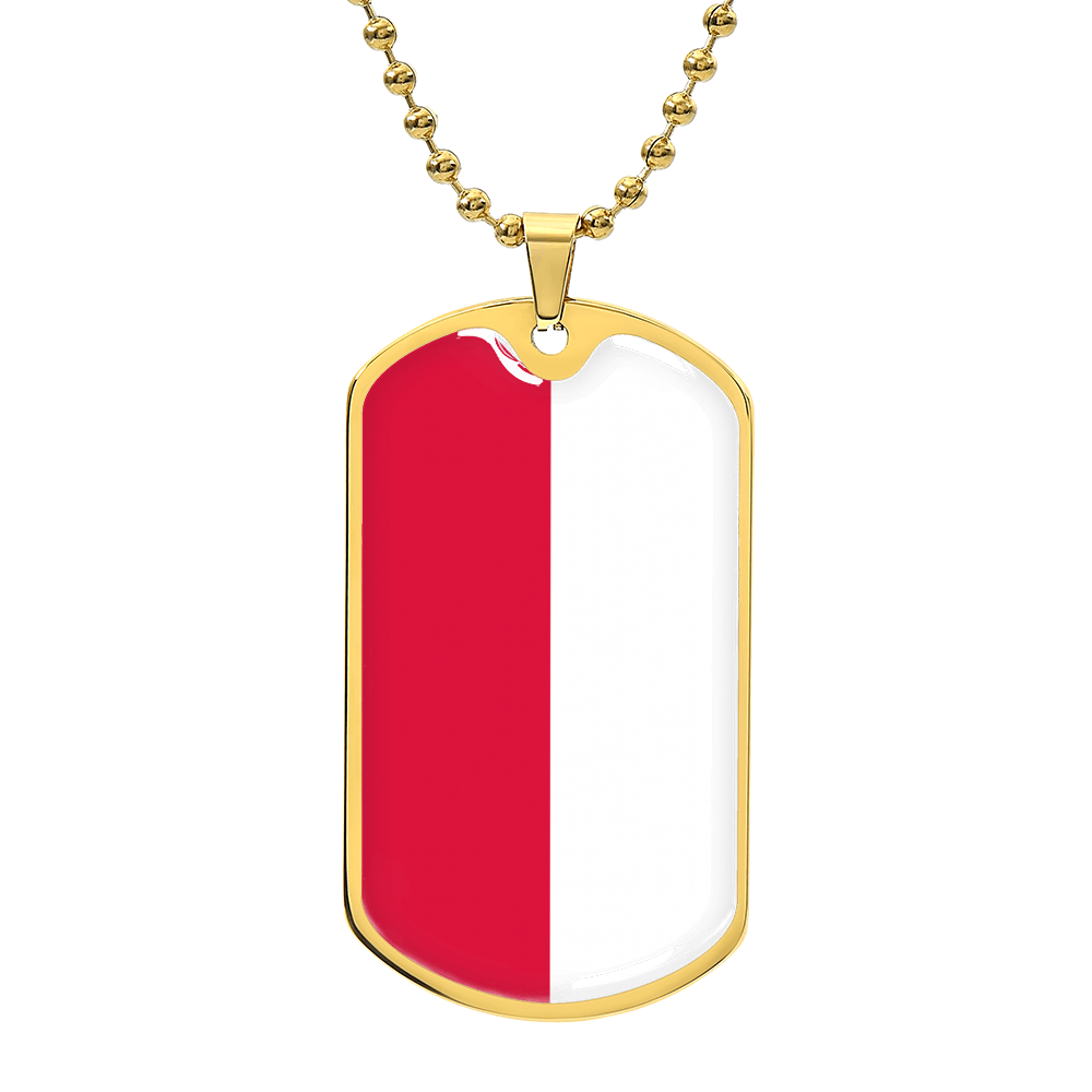 Poland Flag Necklace Stainless Steel or 18k Gold Dog Tag