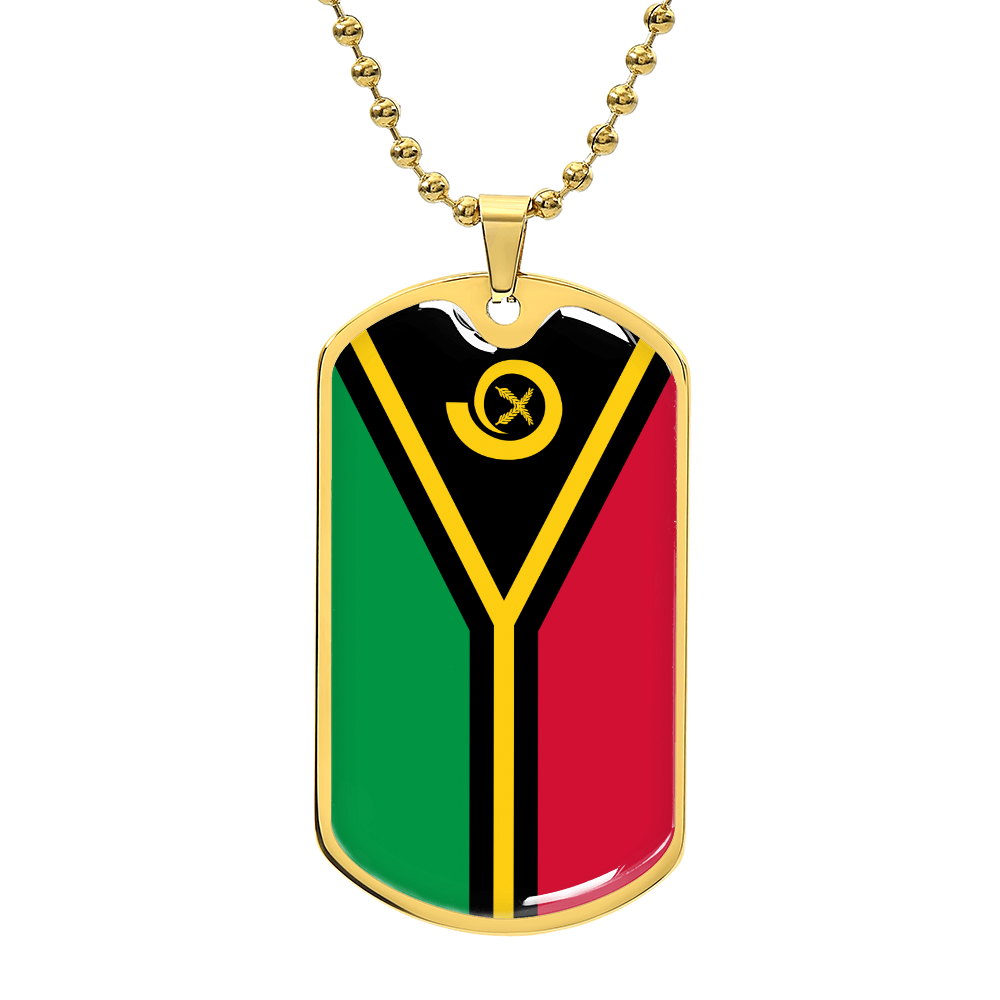 Personalized Vanuatu Flag Pendant Necklace Stainless Steel or 18k Gold with Optional Engraving