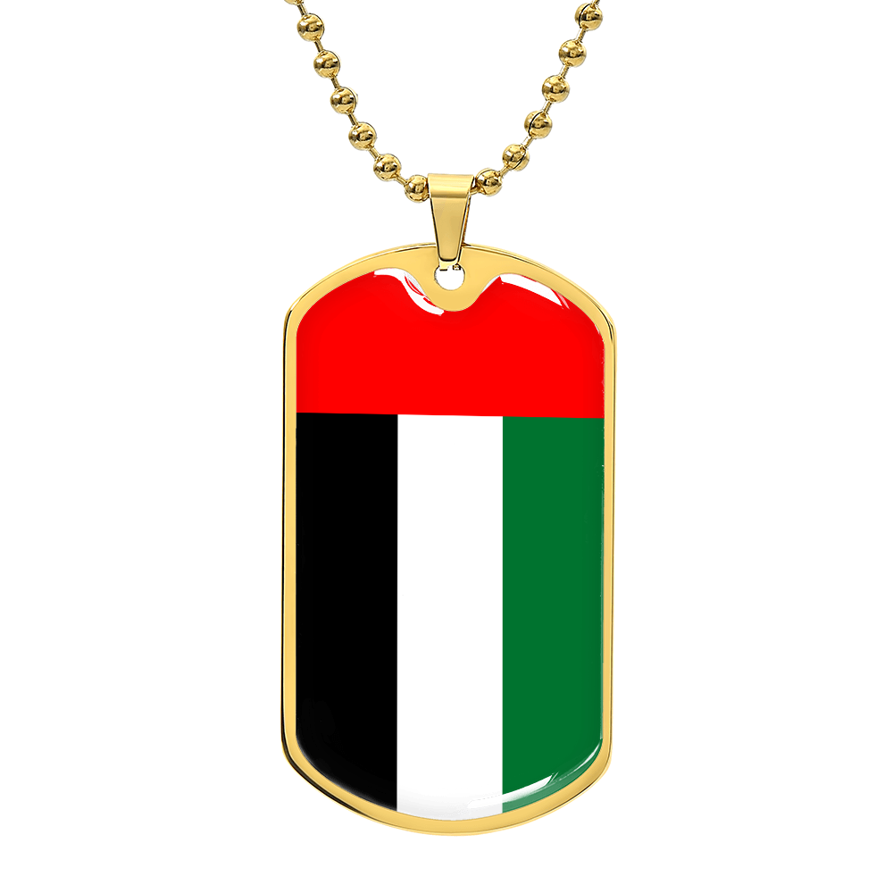 Personalized United Arab Emirates Flag Pendant Necklace Stainless Steel or 18k Gold with Optional Engraving