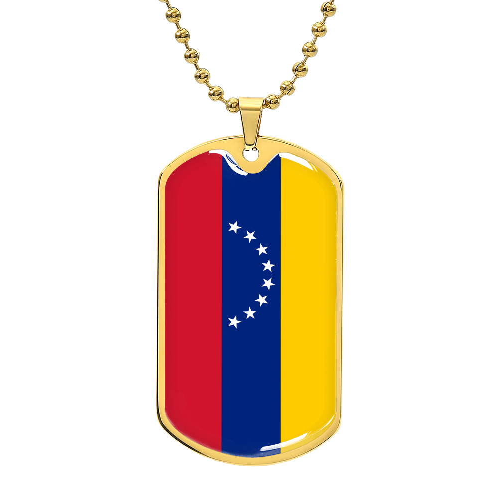 Personalized Venezuela Flag Pendant Necklace Stainless Steel or 18k Gold with Optional Engraving
