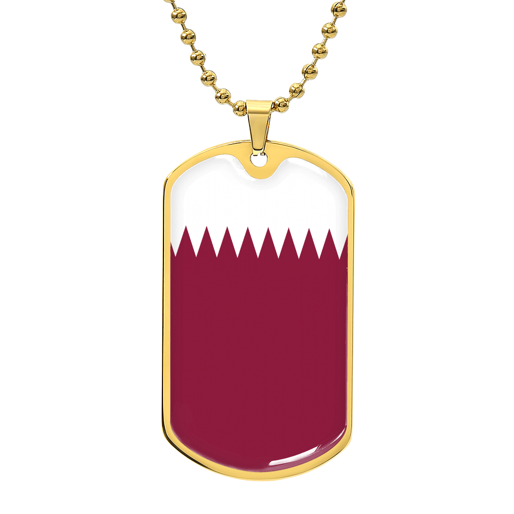 Qatar Flag Necklace Stainless Steel or 18k Gold Dog Tag
