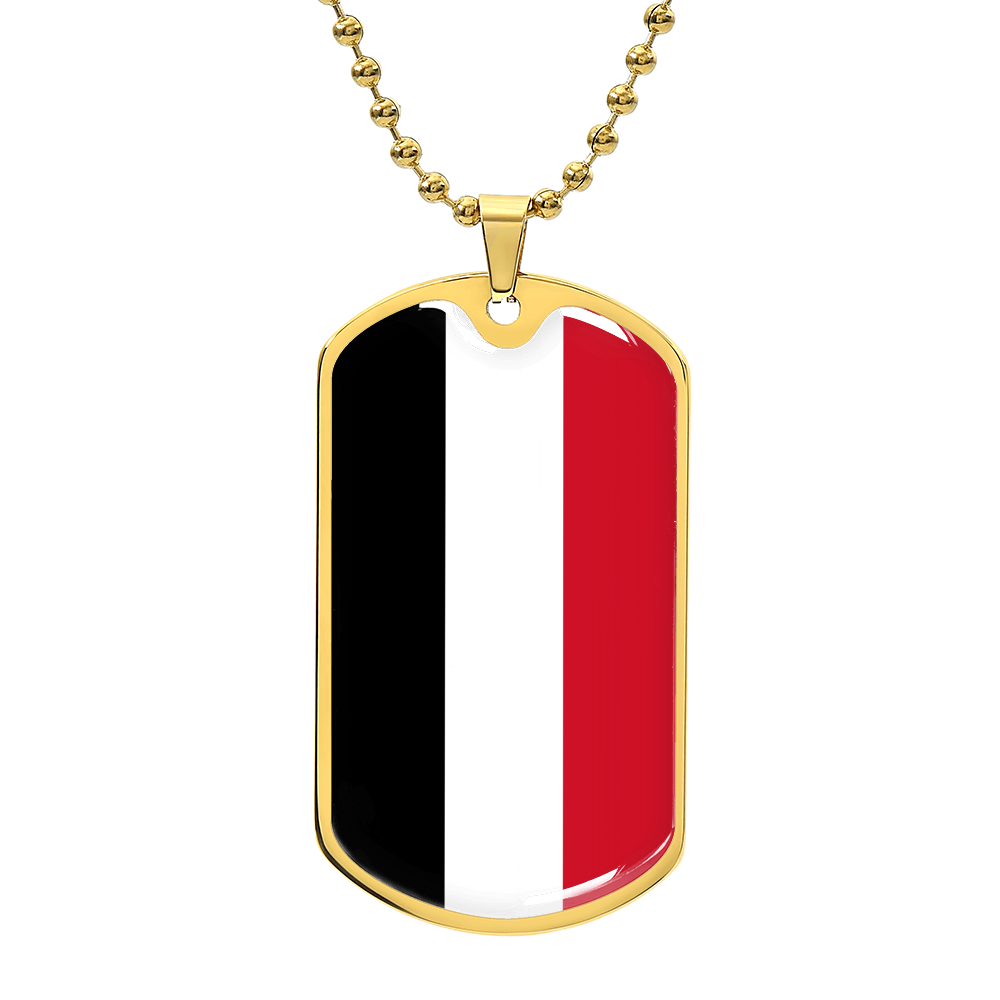 Personalized Yemen Flag Pendant Necklace Stainless Steel or 18k Gold with Optional Engraving