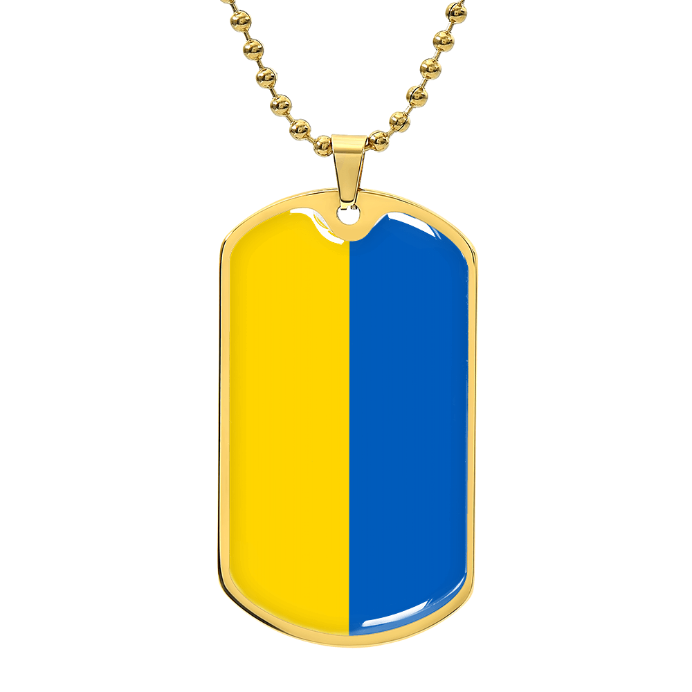 Personalized Ukraine Flag Pendant Necklace Stainless Steel or 18k Gold with Optional Engraving