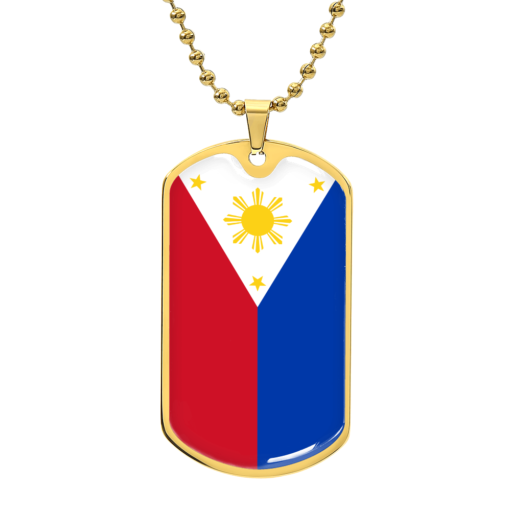Philippines Flag Necklace Stainless Steel or 18k Gold Dog Tag