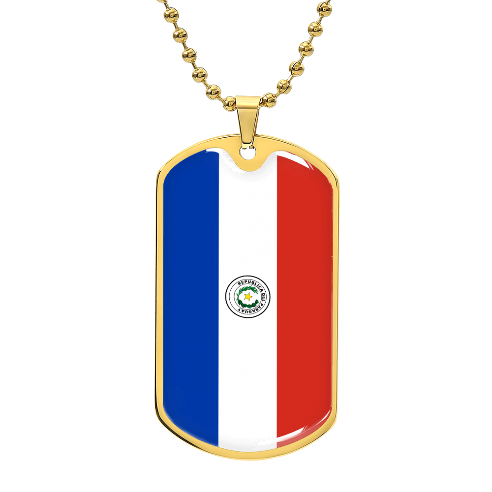 Paraguay Flag Necklace Stainless Steel or 18k Gold Dog Tag