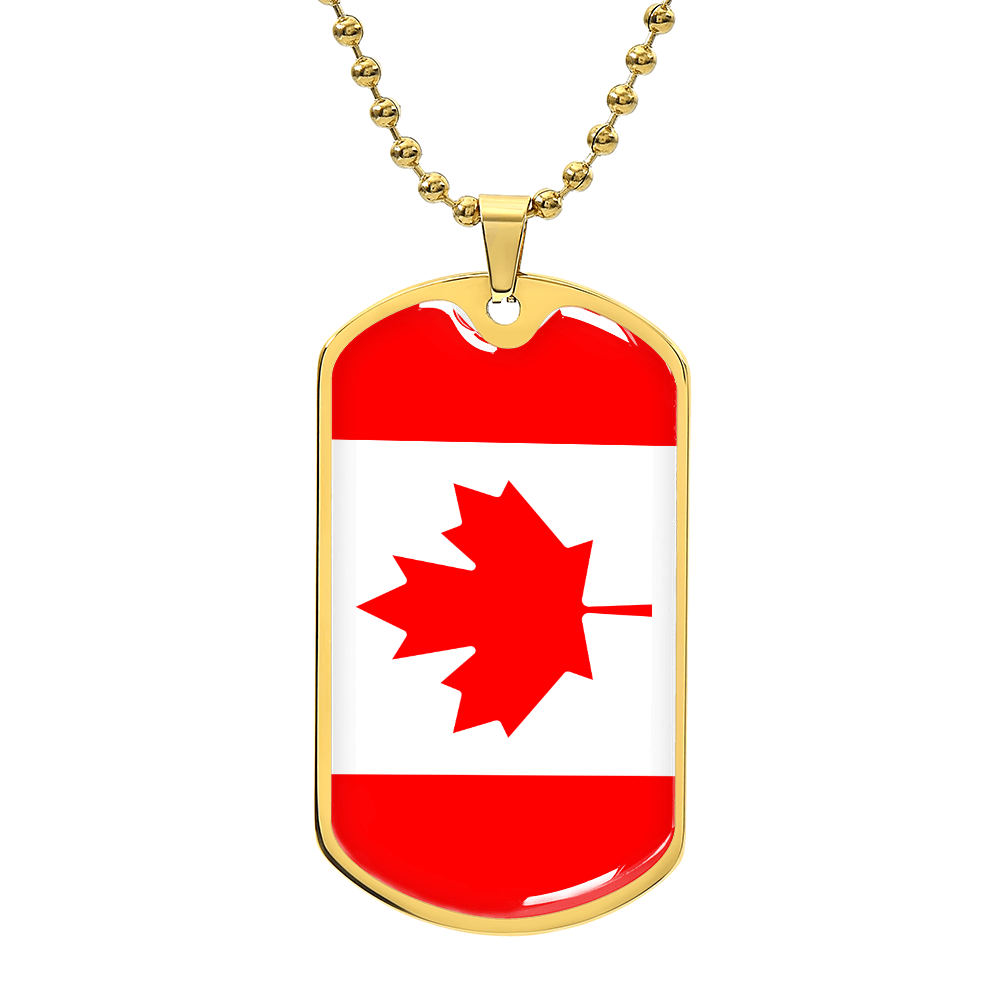 Canada Flag Necklace Stainless Steel or 18k Gold Dog Tag
