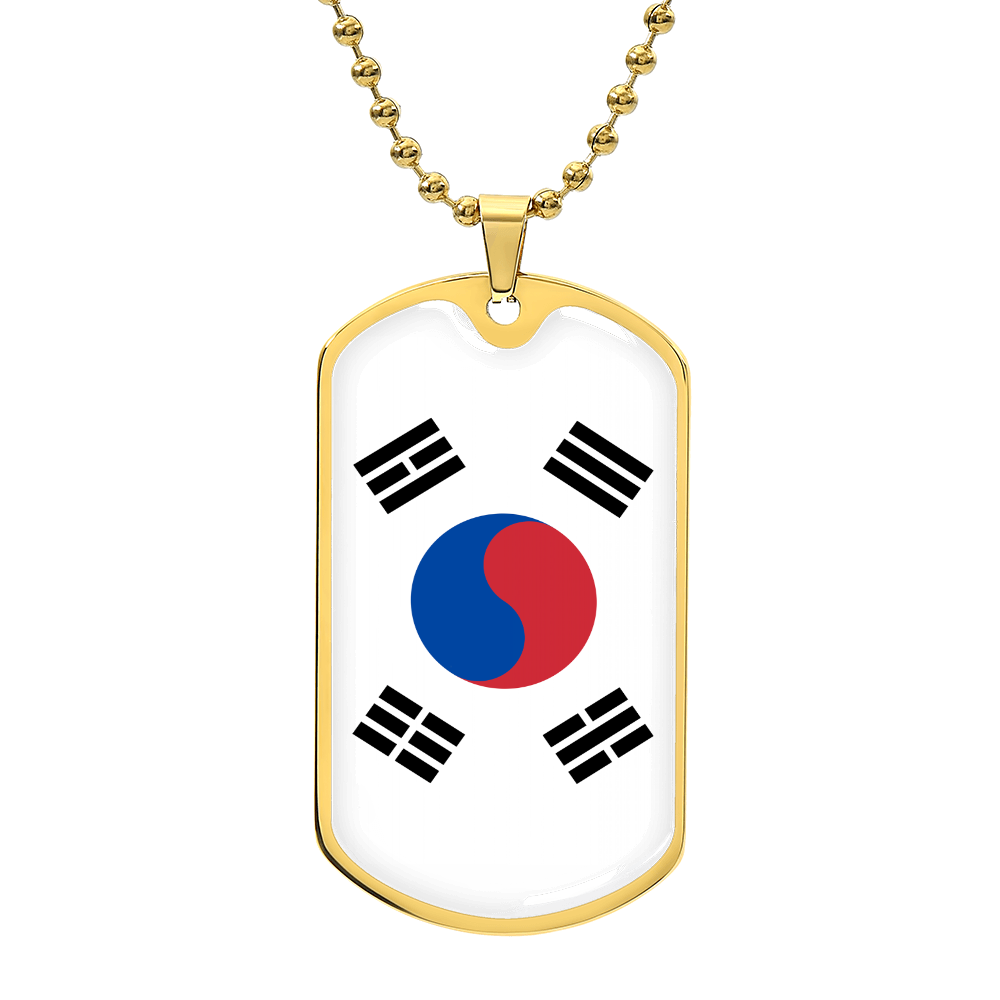 South Korea Dog Tag Flag Necklace Stainless Steel or 18k Gold