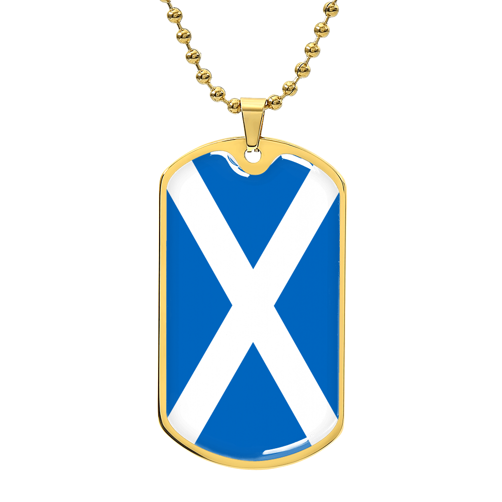 Personalized Scotland Flag Pendant Necklace Stainless Steel or 18k Gold with Optional Engraving