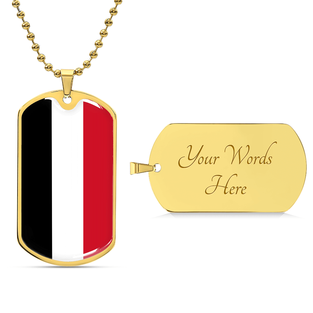 Personalized Yemen Flag Pendant Necklace Stainless Steel or 18k Gold with Optional Engraving