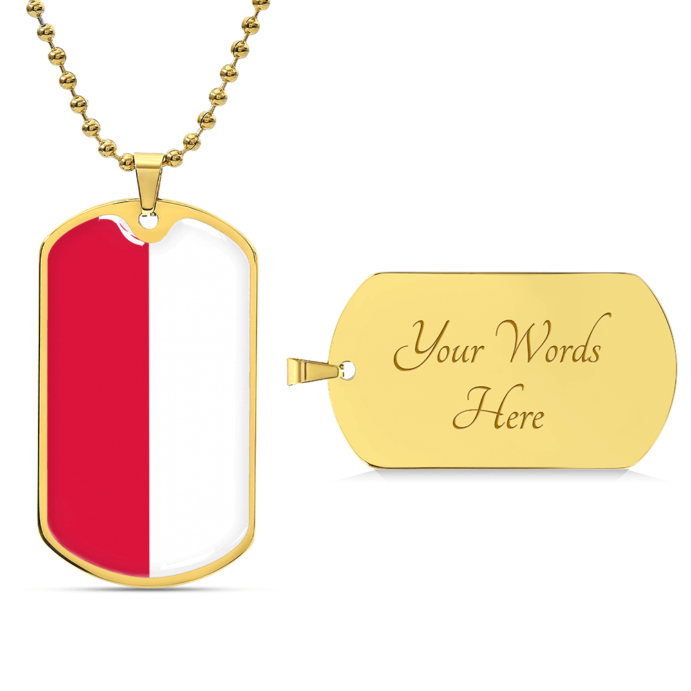Poland Flag Necklace Stainless Steel or 18k Gold Dog Tag