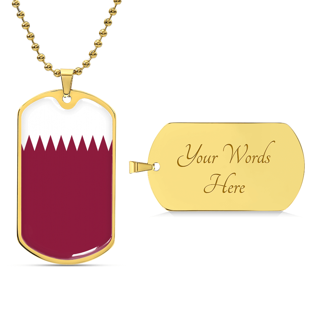 Qatar Flag Necklace Stainless Steel or 18k Gold Dog Tag