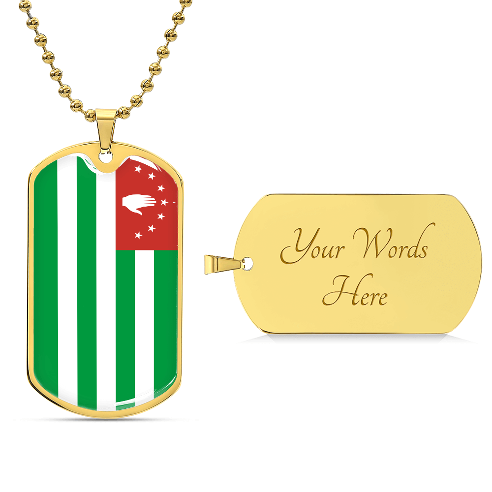 Republic of Abkhazia Flag Necklace Stainless Steel or 18k Gold Dog Tag