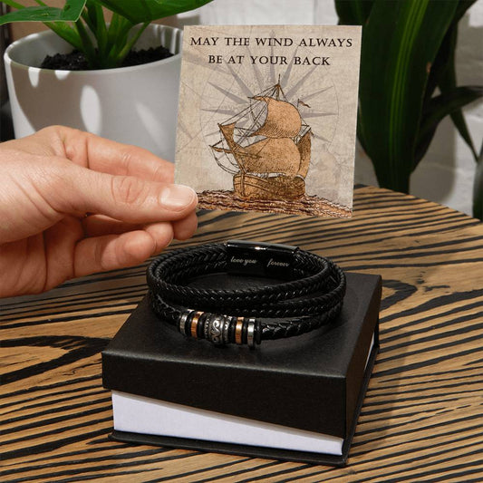Mens Blessing Bracelet - May The Wind Always Be At Your Back - Love You Forever Bangle - The Perfect Keepsake Gift for a Man