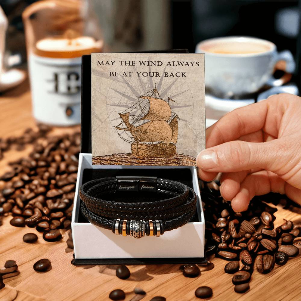 Mens Blessing Bracelet - May The Wind Always Be At Your Back - Love You Forever Bangle - The Perfect Keepsake Gift for a Man